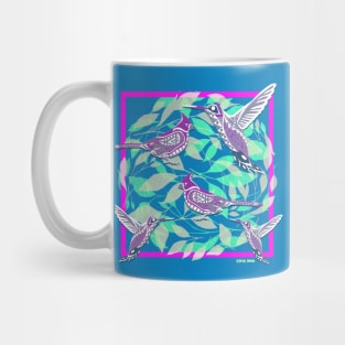 hummingbirds and blue cardinals in lovely arts ecopop Mug